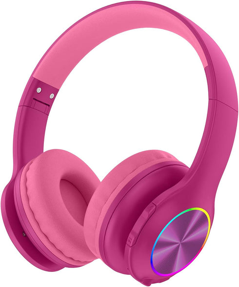 2023 Bluetooth Kids Headphones for Ages 3-21, Colorful LED Lights, Comfort Wireless Headphones with Microphone, 94dB