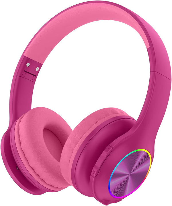 2023 Bluetooth Kids Headphones for Ages 3-21, Colorful LED Lights, Comfort Wireless Headphones with Microphone, 94dB