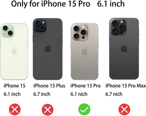 iPhone 15 Pro 6.1" Anti-Blue Tempered Glass Screen Protector Film - 2 Pack, 9H Hardness, Full Coverage (Blue)