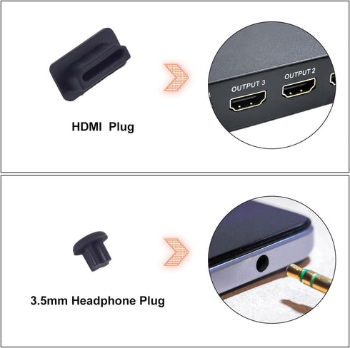 USB Cover Port Plug Caps - 30Pcs Silicone Anti Dust Cover for USB Type-C, Headphone, HDMI, USB Type-A with Cleaning