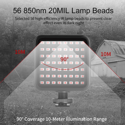 Mini IR Night Vision Light, Infrared Photography Light for Night Vision Video Recording
