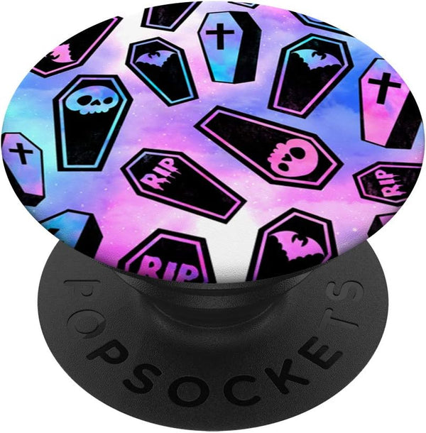 Halloween Coffin Pattern Pastel Goth Celestial Black Gothic PopSockets Swappable PopGrip