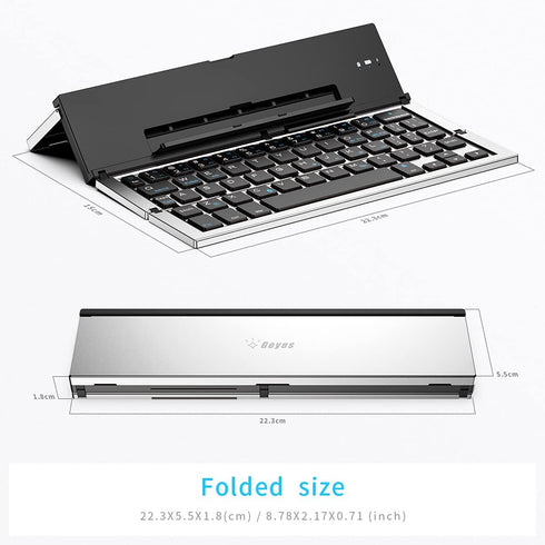 Geyes Bluetooth Keyboard Foldable - Portable Wireless Keyboard with Aluminum Alloy Housing for Tablets and Smartphones