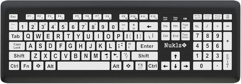 Magnus 325 Wireless Full Size Computer Keyboard, Large Print High Contrast Black & White Keys, Soft Buttons, Ideal for