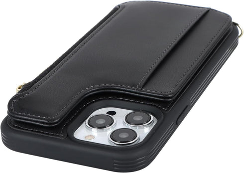 Cavor iPhone 13 Pro Case with Card Holder, Wallet Case for Women, Phone Case with Strap, Crossbody Lanyard and