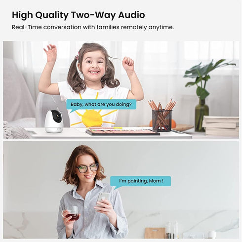 Tenda CP6 2K Indoor Wireless Pan Tilt Cameras for Home Security, Baby Monitor, Pet Camera with 2-Way Audio