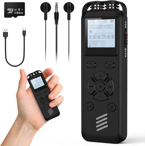 Cebkit 64GB Digital Voice Recorder with Playback,Audio Recording Device,Voice Activated Recorder with Noise