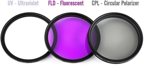 67mm Multi-Coated 3 Piece Filter Kit (UV-CPL-FLD) for Nikon D5600, D7500 with AF-S DX NIKKOR 18-140mm f/3.5-5.6G ED VR