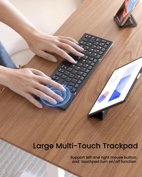 Foldable Bluetooth Keyboard with Touchpad, Portable Wireless Keyboard for iOS, Android, Windows, Mac, Sync Up to 3