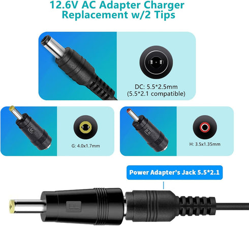 12.6V AC/DC Massage Gun Charger Adapter Compatible with Cholas KZD02, Tyiaus, JamGym, Helices, Power Supply Cord Cable