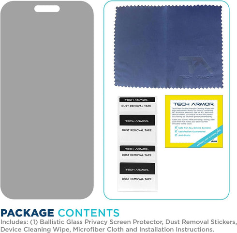 iPhone 15 Pro Max 6.7" Tech Armor Privacy Screen Protector - Ballistic Tempered Glass, Anti-Spy, Case Friendly, Easy
