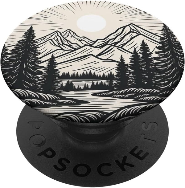 Pine Tree Mountain Scene PopSockets Adhesive PopGrip