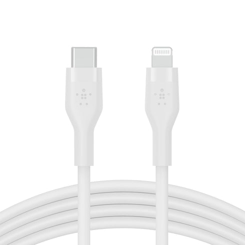 Belkin BoostCharge Flex Silicone USB-C to Lightning Cable (2M/6.6FT), MFi-Certified for iPhone Series with Cable Clip -