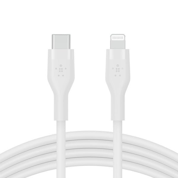 Belkin BoostCharge Flex Silicone USB-C to Lightning Cable (2M/6.6FT), MFi-Certified for iPhone Series with Cable Clip -