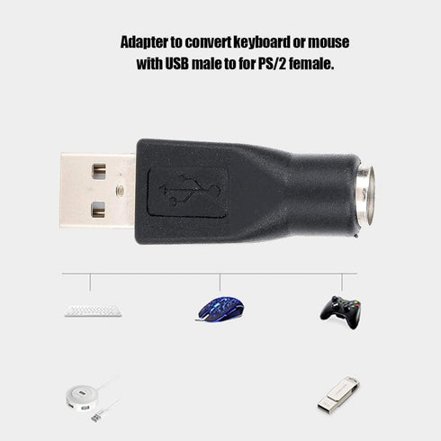 ASHATA PS-2 to USB Adapter - 5PCS USB Male to PS/2 Female Converter for Keyboard Mouse, Small and Portable