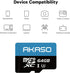 AKASO 64GB microSDXC U3 Memory Card - Up to 100MB/s, UHS-I C10, U3, Full HD, 4K UHD MicroSD Card