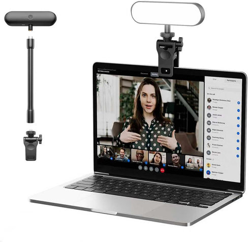 Amcuke Video Conference Lighting,Rechargeable LED Streaming Light, 360 Rotatable Zoom Lighting for Computer,Eye