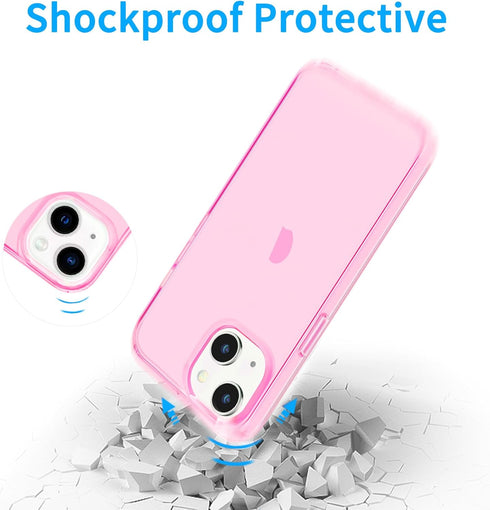 JJGoo Clear Pink Soft Shockproof Protective Slim Thin Phone Bumper Cover for iPhone 13, 6.1 inch 2021