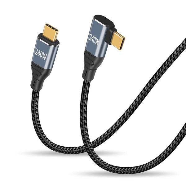 Duttek Right Angle USBC Charging Cord 6.6FT, 240W USB C Fast Charger Cable for Laptops, Samsung, MacBook