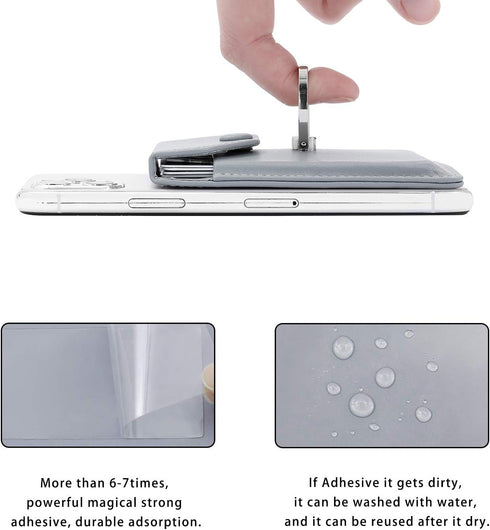 RFID Card Holder & Ring Stand for All Smartphones - Light Grey