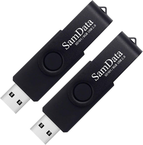 8GB USB Flash Drives 2 Pack - Black Thumb Drives Memory Stick Jump Drive with LED Light for Storage and Backup