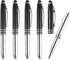 PATIKIL 5 Pack Ballpoint Pen with Stylus Tip and LED Flashlight, 3 in 1 Metal Pen Black Ink