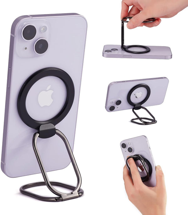 Magnetic Phone Ring Holder for MagSafe, Adjustable Kickstand for iPhone 15/14/13/12 Series, Removable for Charging