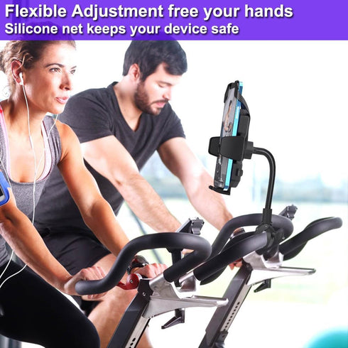 Cuxwill 4-13" Tablet Holder Bike Mount Fit iPad Phone for Peloton Treadmill, Upgrade Goosencek Clamp Mount for Spin