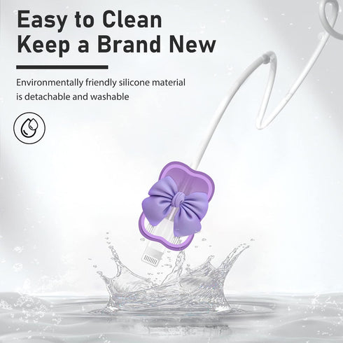 Kawaii Phone Cable Protector for iPhone 18W/20W USB-C Charger, Clear Soft Charger Protective Case Data Line Cover, Cute