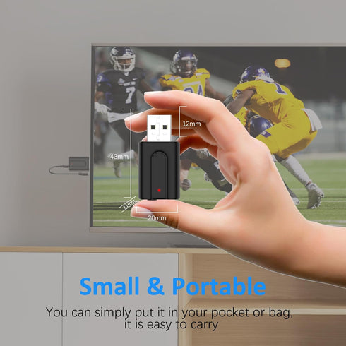 USB Bluetooth 5.0 Transmitter Receiver, 2-in-1 Mini Wireless Audio Adapter, 3.5mm Bluetooth AUX Adapter for TV, PC,