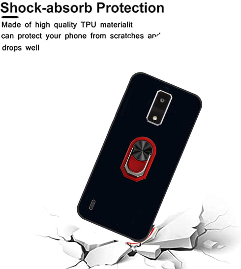 BLU View 4 B135DL Case 2 Pack with Tempered Glass Screen Protector, Full Body Shock Protective Kickstand Case - Red