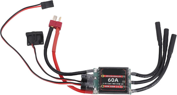 Drfeify 60A ESC, 6V 2A AM32 Firmware 2-3S Brushless Electronic Speed Controller