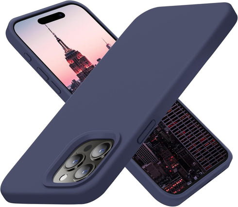 Cordking iPhone 15 Pro Case, Navy Blue, 6.1" Ultra Slim Silicone, Shockproof, Soft Anti-Scratch Microfiber Lining.
