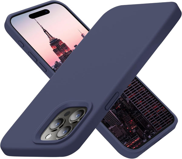 Cordking iPhone 15 Pro Case, Navy Blue, 6.1" Ultra Slim Silicone, Shockproof, Soft Anti-Scratch Microfiber Lining.