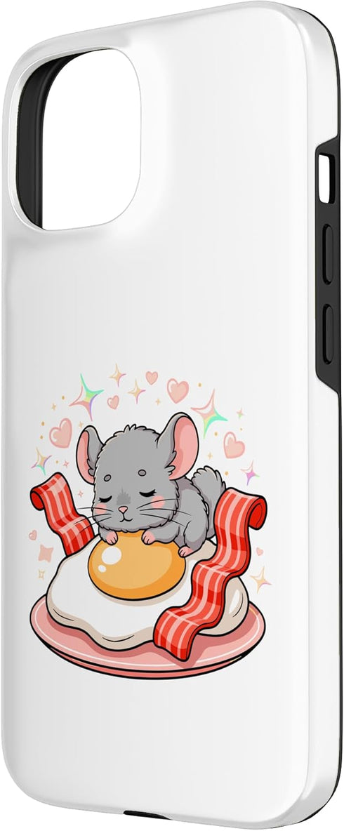 Kawaii Chinchilla Breakfast Egg Bacon Hearts Chinchilla 15 Cute Sleeping On Egg and Bacon Case for iPhone