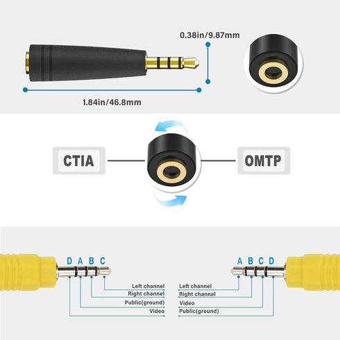 3.5mm Male to 3 RCA Female Video AV Component Adapter Cable for TCL TV, 6-Inch 3.5mm Plug to Triple RCA Jack Splitter