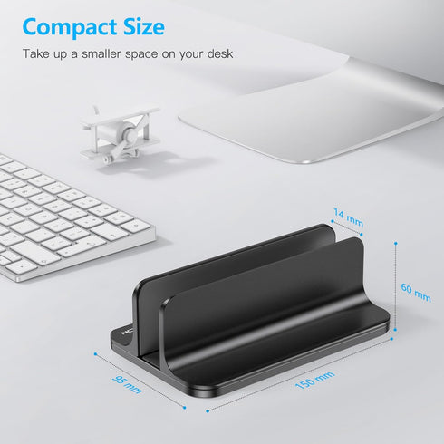 OMOTON Vertical Laptop Desktop Stand Holder with Adjustable Dock Size, Aluminum, Fits All MacBook, Surface, Chromebook
