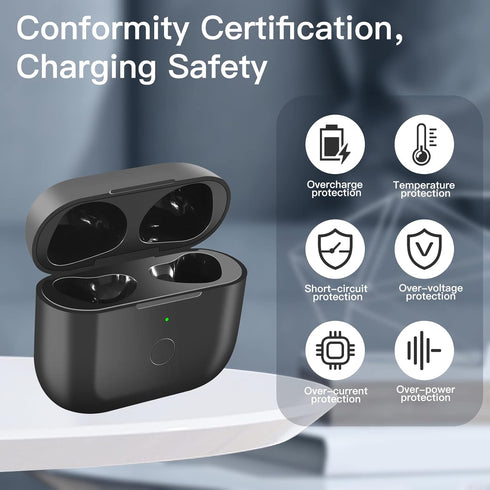 Wireless Charging Case Replacement for AirPod 3rd Generation, Bluetooth Pairing Sync Button, Black (No Earbuds)