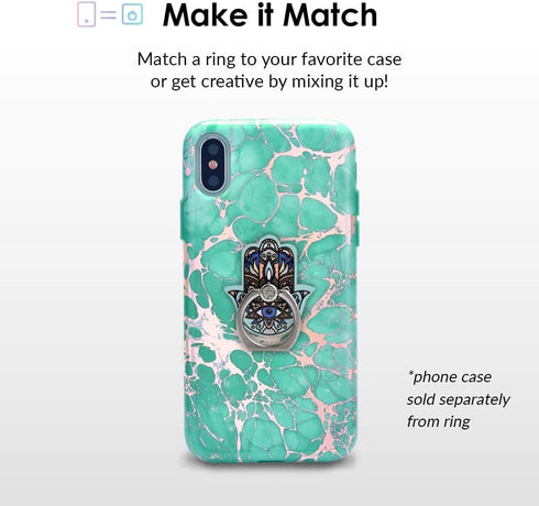 Velvet Caviar Cell Phone Ring Holder - Finger Ring & Stand for iPhone, Galaxy, Most Smartphones (Hamsa Hand)