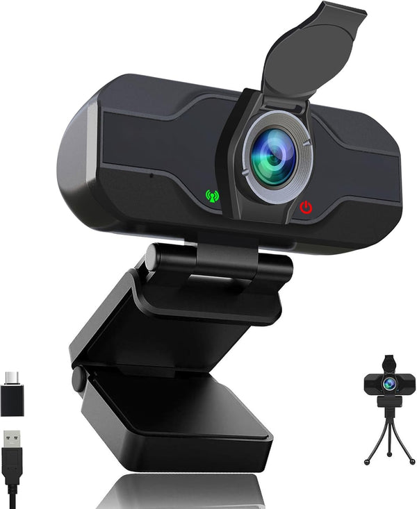 XPCAM USB C Camera 1080p Webcam with Microphone/Tripod/Cover, Auto Light Correction, 110 FOV,