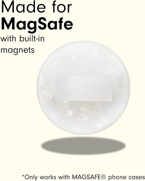 Sonix Magnetic Phone Grip, Removable Silicone Ring Loop Holder | Compatible with MagSafe | White Pearl Tort