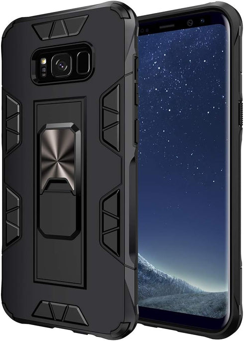 Samsung Galaxy S8 Plus Case, Military Grade Heavy Duty Shockproof Cover with Built-in Kickstand (Black)