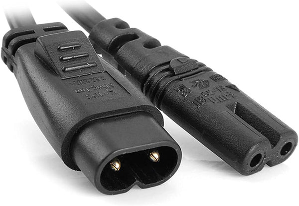 cablecc IEC 60320 C8 Plug to C7 Receptacle Male to Female Extension Power Supply Cable, 30cm