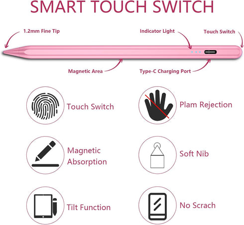 Stylus Pen for iPad 2018-2022 with Palm Rejection & Tilt, Apple Pencil for iPad 10th/9th/8th/7th/6th Generation