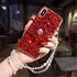 Diamond Kickstand Case for Galaxy A03S, 3D Handmade Bling Glitter Phone Case, 2021 (Red)