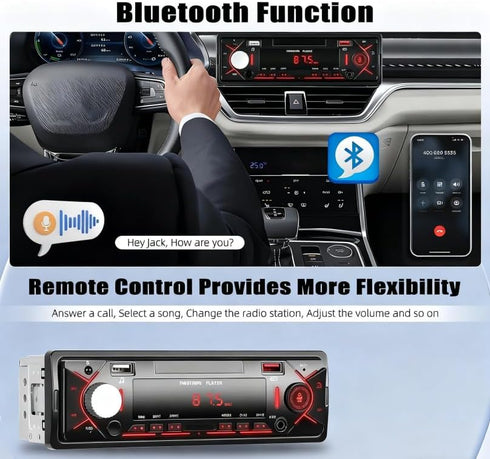 CAMECHO MP3/U Car Radio Bluetooth Single DIN Car Stereo Audio, Car Audio with Bluetooth Handsfree/FM/ Disk/AUX/USB