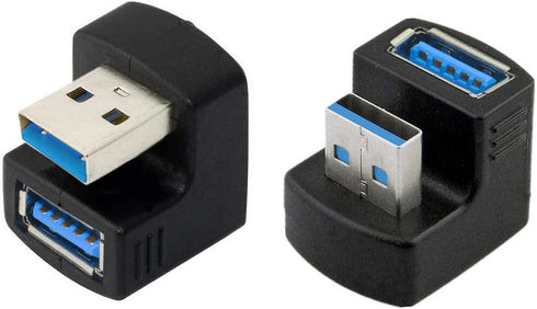 xiwai Up & Down Angled USB 3.0 Adapter, A Male to Female Extension 180 Degree, 5Gbps