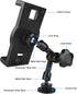 Metal Drill Base Tablet Mount, iPad Holder for Truck/Car/Van/Wall/Desk, Compatible with 7~12.9" Devices