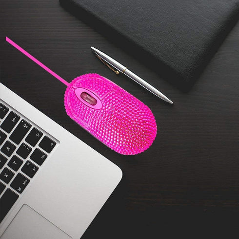 Pink Laptop Mouse with Crystal Bling Rhinestone, Personalized Gift for Kids and Teen Girls