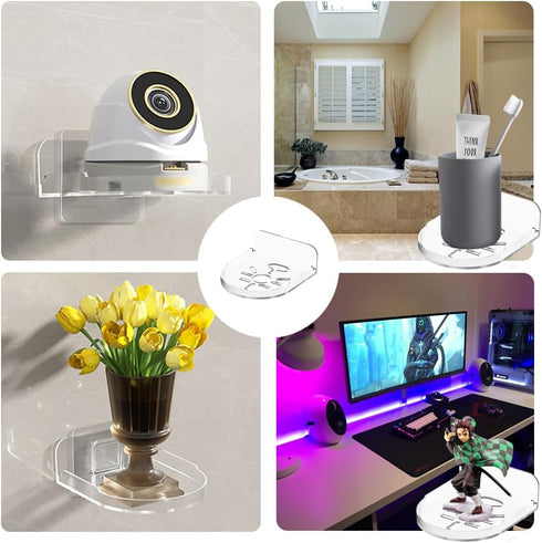 3 Pack Small Shelf, Security Camera Wall Mount Holder, Baby Monitor Mount, 360 Rotation Security Bracket - Transparent